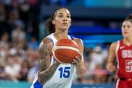 Gabby Williams #15 of Team France in action during the USA vs. France Women's Basketball Gold Medal game at the Paris 2024 Summer Olympic Games. (Credits: Getty)